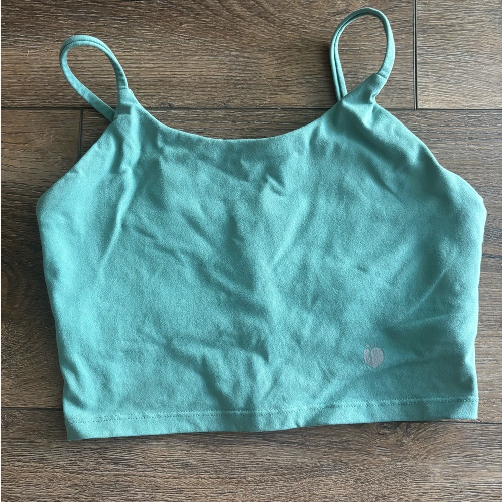 Teal crop sports bra